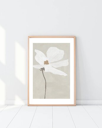 PLAKAT kwiat, dekoracja ścienna,  szary obraz, minimalistyczna ozdoba, black dot studio