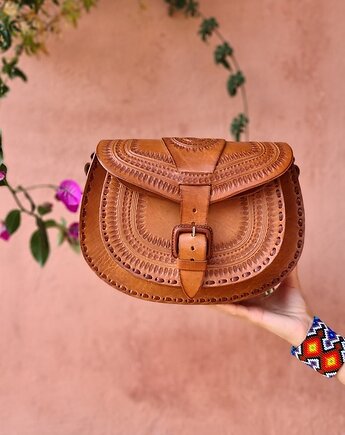 Torebka skórzana ręcznie robiona góralska Isabel na ramię skóra, SempreArte
