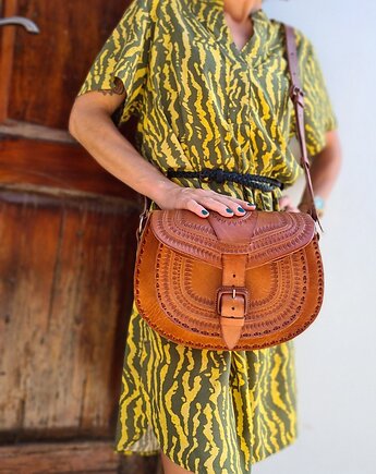 Torebka skórzana ręcznie robiona góralska Isabel na ramię skóra, SempreArte