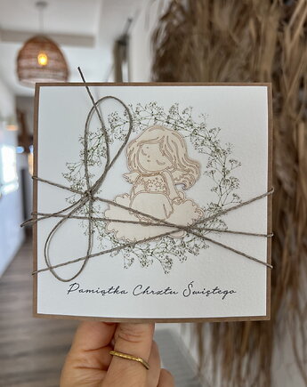 Wyjątkowa kartka ręcznie robiona na chrzest święty, sorte