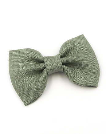 Spinka do włosów kokarda z lnu zielona Linen Bow Sage, Momilio