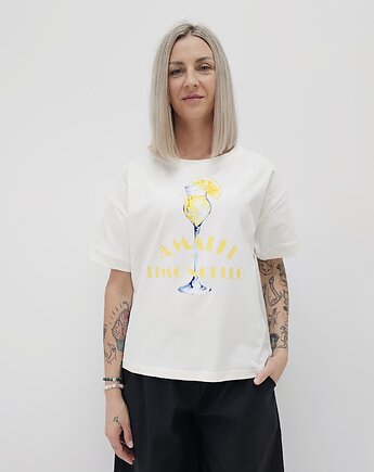 Bawełniany t-shirt o swobodnym kroju z modnym printem, Ablush