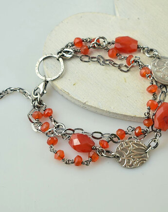 Karneol w srebrze - bransoletka