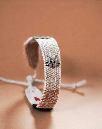 Bransoletka ręcznie tkana, handmade - prezent dla "Kociary", Słońcem Tkane