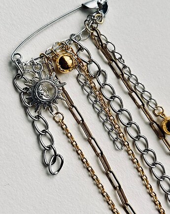 Broszka na agrafce Srebro & Złoto no.1  Agrafka  Studio, Agrafka studio