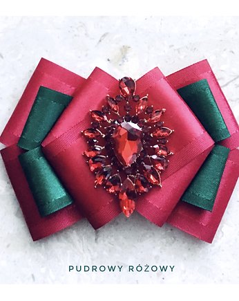 Świąteczna Brosza z dużym kryształem  NEW Mikołajki, Pudrowy Różowy