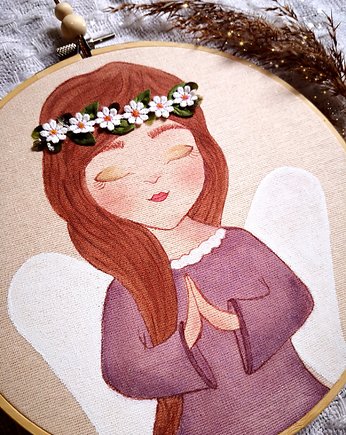 Obrazek anioł, pamiątka chrztu narodzin dla dziewczynki, gingerolla