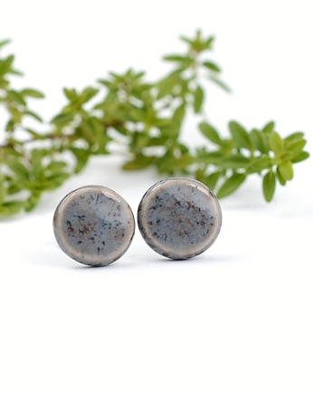 Popielate kolczyki sztyfty-ceramika, Dorca