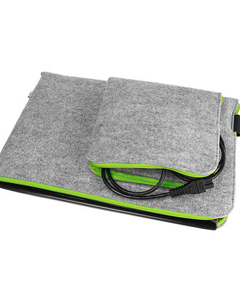 ETUI NA MACBOOKA I ZASILACZ 04 zielony zamek, purol design