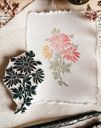 Pieczątka z polnym kwiatem do scrapbookingu, stempel w stylu art nouveau, ArtZouzeau