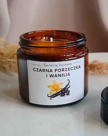 CZARNA PORZECZKA I WANILIA Świeca sojowa o słodkim miłym zapachu, Dary Rusałki