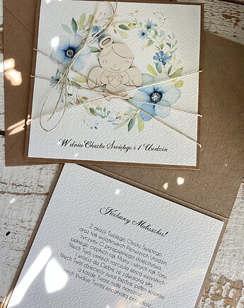 Wyjątkowa ręcznie robiona kartka na chrzest i roczek jednocześnie, sorte