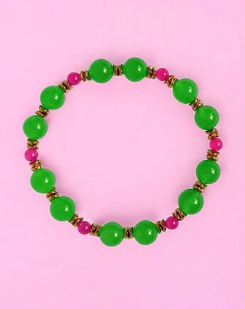 SUMMER COLLECTION : bransoletka na gumce : jadeit III, kaktusia