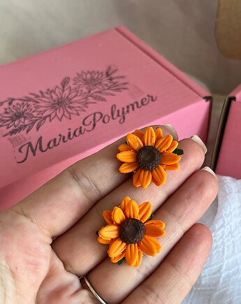 Kolczyki słoneczniki handmade Polska polimerowa glina, MariaPolymer