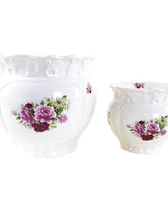 Para porcelanowych waz z motywem róż, styl Art Deco, XX wiek, Przetwory design