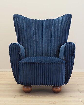 Fotel granatowy, skandynawski design, produkcja: Dania, Przetwory design