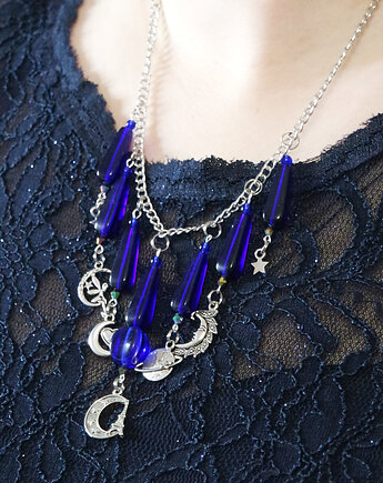 Naszyjnik - Magia księżyca - łańcuszek, granatowy, yenoo
