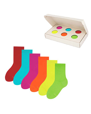 Zestaw długich kolorowych skarpetek dla dzieci w pudełku - Colour Box, ZOOKSY