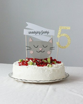 Koci łapci. Topper na tort z kotem, papierkarnia