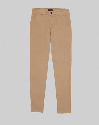 Spodnie męskie menfi beżowy slim fit, BORGIO
