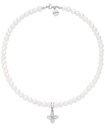 Srebrny naszyjnik z pereł naturalnych z kwiatkiem, SOTHO