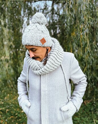 Męska czapka MERINO Euforia Wybielony szary, Brain Inside