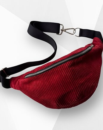 Nerka saszetka z kieszonką sztruksowa czerwona ceglasta, Zdunetti