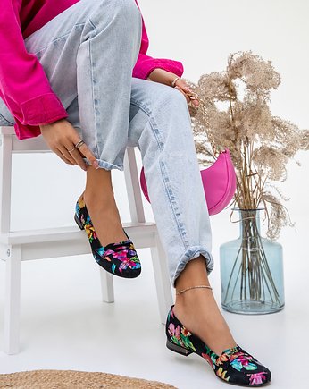 RĘCZNIE ROBIONE BALERINKI ZAPATO 025 KOLOROWE KWIATY, Zapato