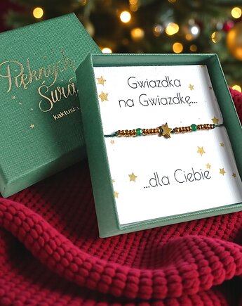 Świąteczna bransoletka - pomysł na prezent - świąteczne pudełko - ZIELONA1, kaktusia