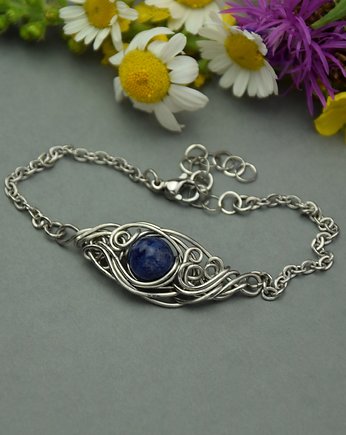 Bransoletka regulowana sodalit wire wrapping, Agata Rozanska