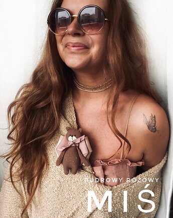 Artystyczna Brosza z niesamowitym Misiem! Pop Art  MIŚ, Pudrowy Różowy