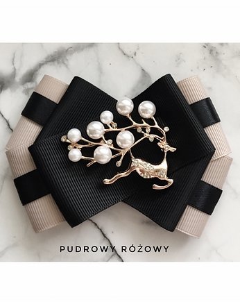 Beżowa  Brosza  z Reniferem NEW Święta Mikołajki, Pudrowy Różowy