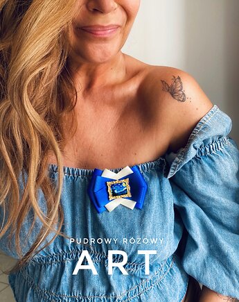 Brosza  ART z obrazem Vincent van Gogh Gwiaździsta noc, Pudrowy Różowy