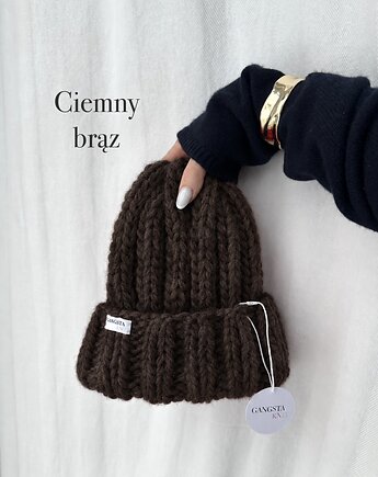 Czapka Nordic 100% wełna *ciemny brąz*, GANGSTA KNIT