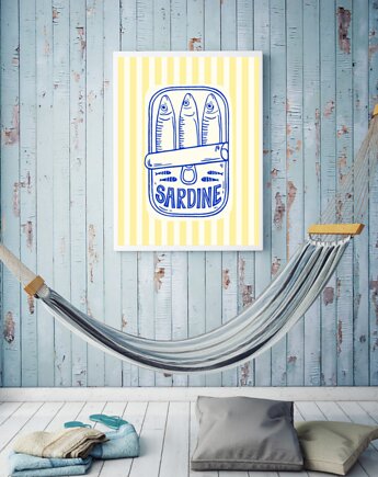 PLAKAT sardynki grafika do kuchni jedzenie ryby, black dot studio