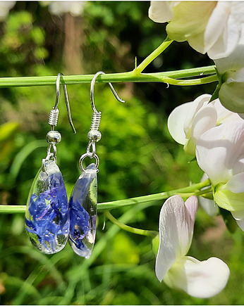 Kolczyki z zatopionymi płatkami chabrów, Figa handmade accessories