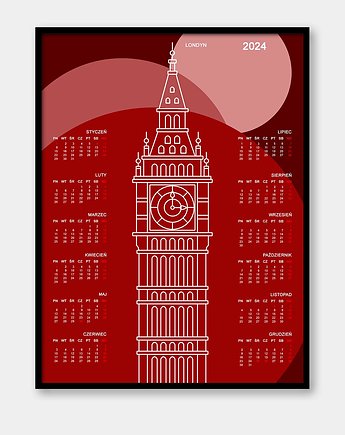 Plakat Kalendarz Londyn 2024, Pracownia Och Art