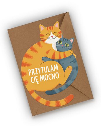 Kartka walentynkowa z kotkami- Przytulam Cię mocno, Czarna Owca Karteczki