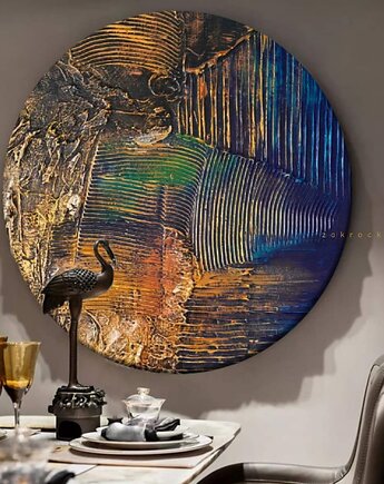 Okrągła płaskorzeźba z kompozytu żywiczego, art and texture