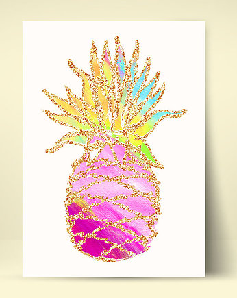 Złoty Ananas - Plakat z Owocem na ścianę, Bajkowe Obrazki