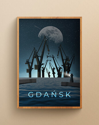 Plakat Gdańsk Dźwigi (Noc), Łukasz Kuleta
