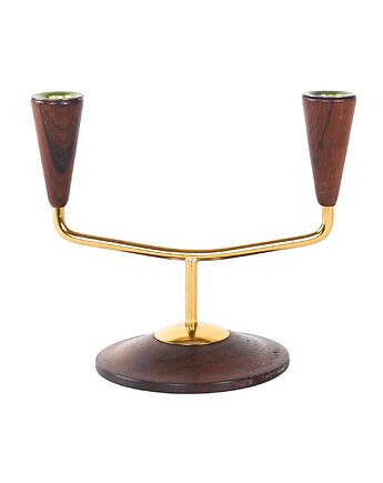 Świecznik tekowy, duński design, lata 70, produkcja: Dania, Przetwory design