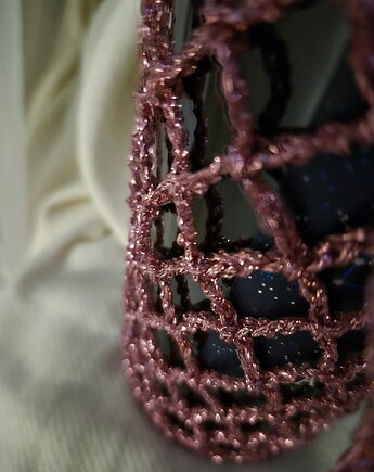 Torebka na wino Rose Sparkling crochet torebka na butelkę, Po.dziergane