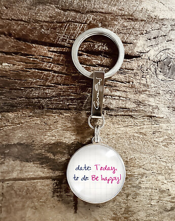 Be happy - stalowy brelok + box, Makaliboo