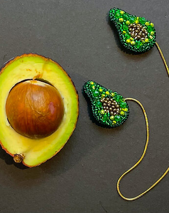 Awokado broszki połączone łańcuszkiem, migotka shop
