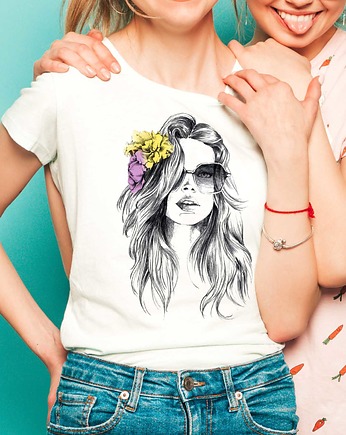 Koszulka organiczna z nadrukiem Girl, ART ORGANIC