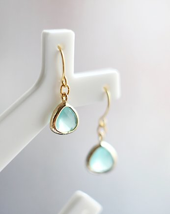 Kolczyki złote 16k Gold Plated Mint Teardrop Earrings, Le Boho Bleu