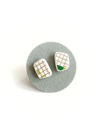 Kolczyki ceramiczne w kolorowe wzory, biżuteria z talerzy