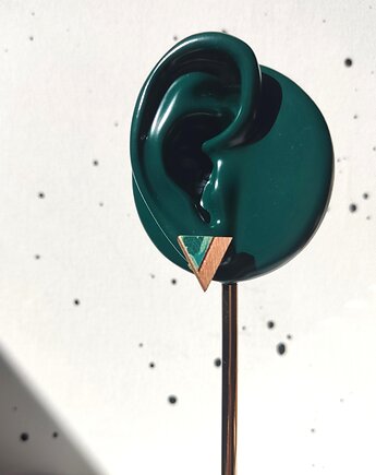 Kolczyki trójkąty zielono brązowe w liście, mojamoskwa