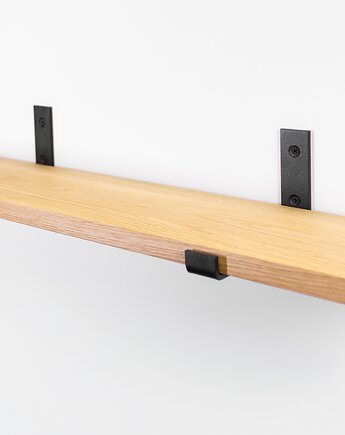 Loftowa półka dębowa z czarnymi podpórkami 70x17 cm, Spoko Design